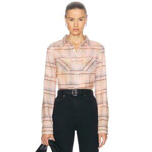 R13 Shrunken Workshirt in Pink Overdyed Plaid